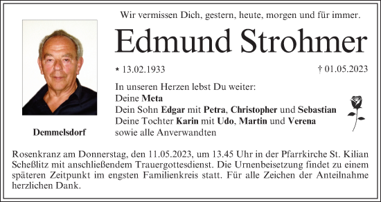 Anzeige von Edmund Strohmer von MGO