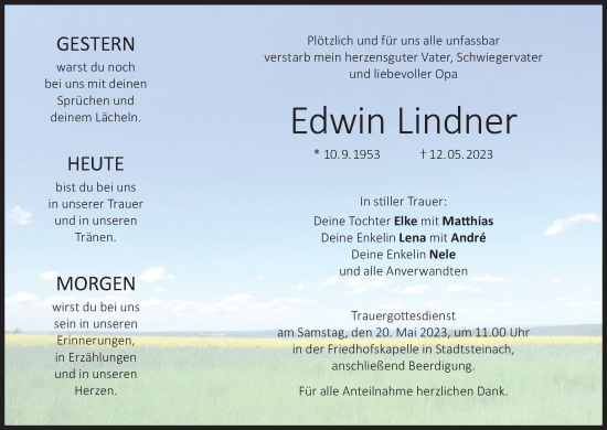 Anzeige von Edwin Lindner von MGO