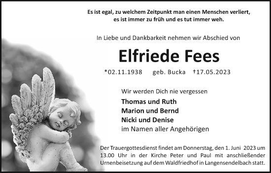 Anzeige von Elfriede Fees von MGO