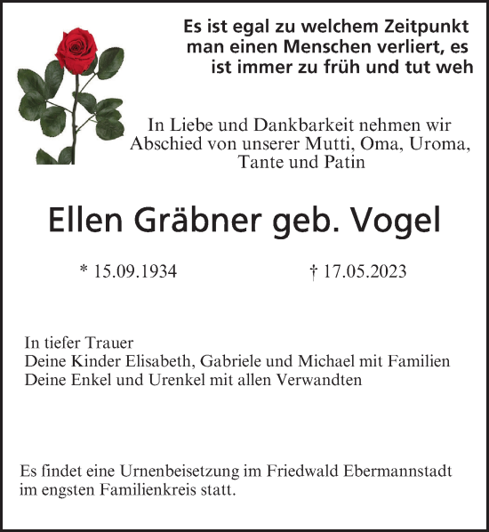 Anzeige von Ellen Gräbner von MGO