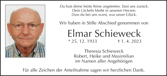 Anzeige von Elmar Schieweck von MGO