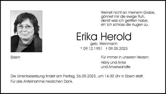 Anzeige von Erika Herold von MGO