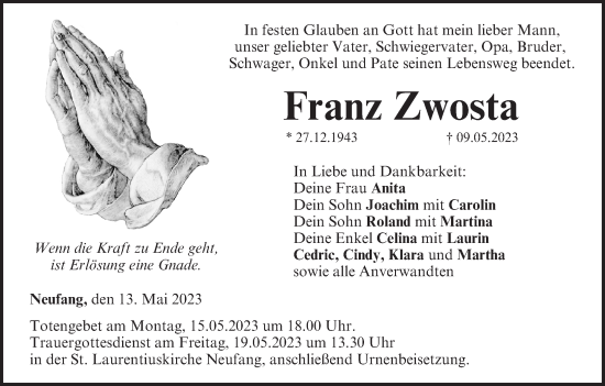 Anzeige von Franz Zwosta von MGO