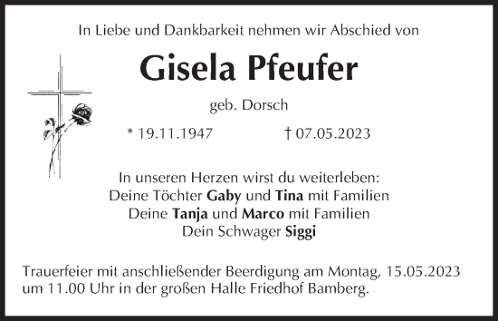 Anzeige von Gisela Pfeufer von MGO