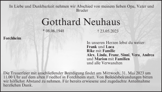 Anzeige von Gotthard Neuhaus von MGO