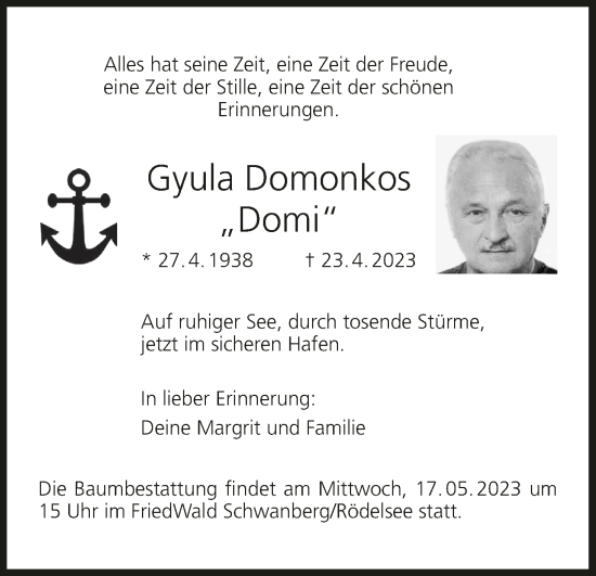 Anzeige von Gyula Domonkos von MGO