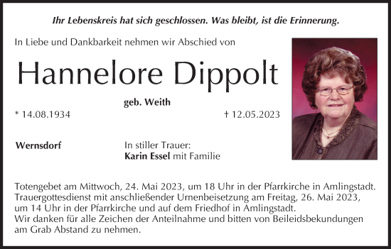 Anzeige von Hannelore Dippolt von MGO