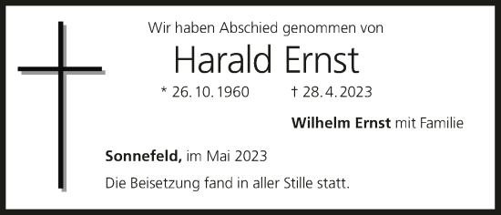 Anzeige von Harald Ernst von MGO