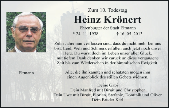 Anzeige von Heinz Krönert von MGO