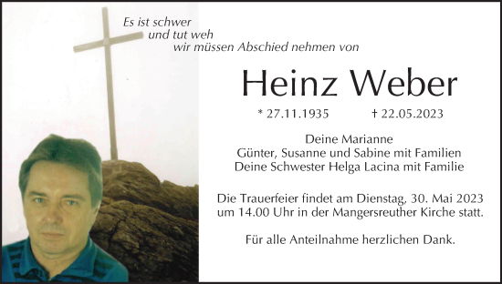 Anzeige von Heinz Weber von MGO