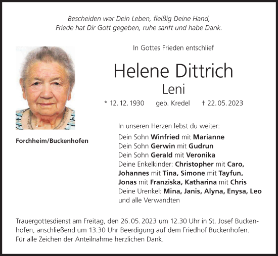 Anzeige von Helene Dittrich von MGO