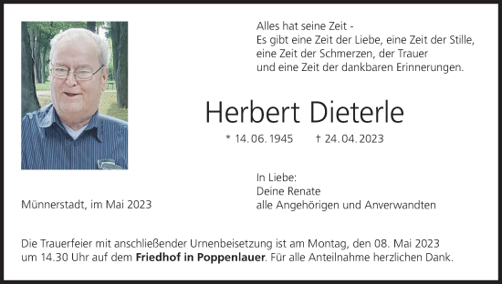 Anzeige von Herbert Dieterle von MGO