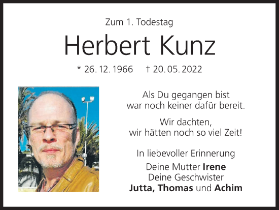 Anzeige von Herbert Kunz von MGO