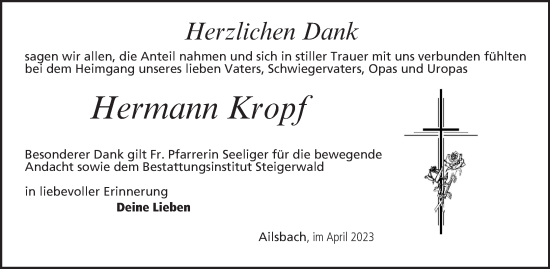 Anzeige von Hermann Kropf von MGO