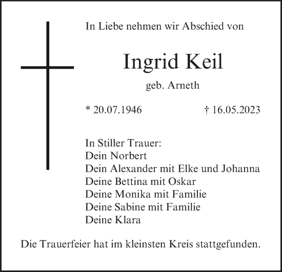 Anzeige von Ingrid Keil von MGO