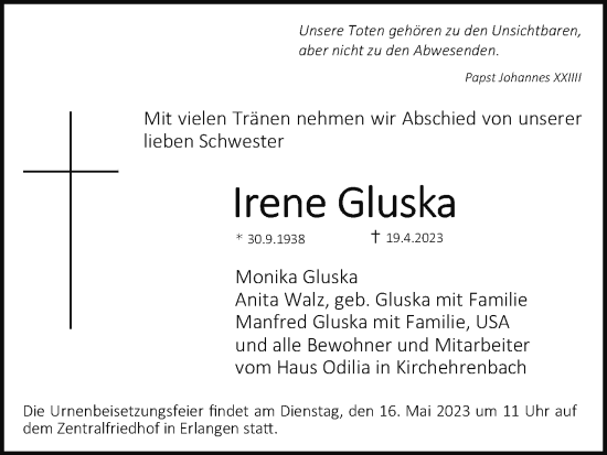 Anzeige von Irene Gluska von MGO