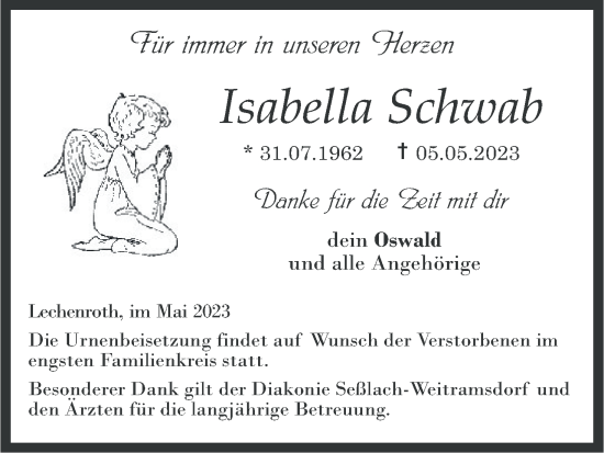 Anzeige von Isabella Schwab von MGO