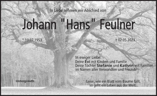 Anzeige von Johann Feulner von MGO
