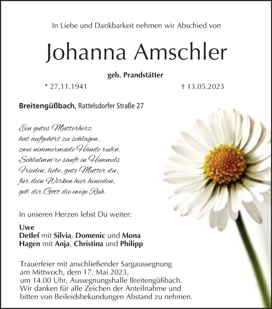 Anzeige von Johanna Amschler von MGO