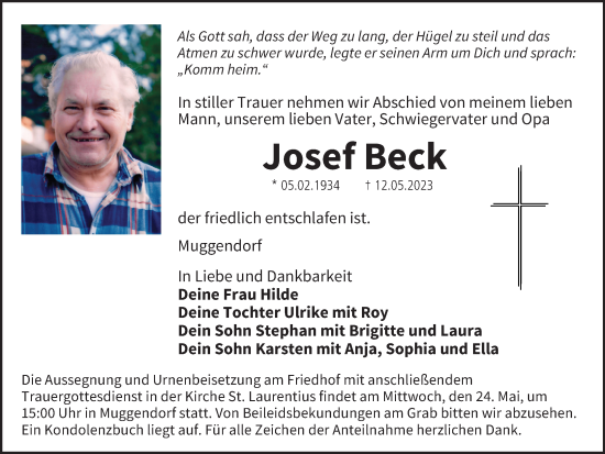 Anzeige von Josef Beck von MGO