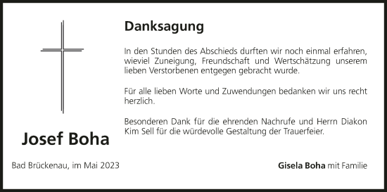 Anzeige von Josef Boha von MGO