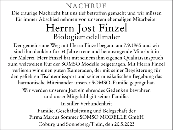 Anzeige von Jost Finzel von MGO