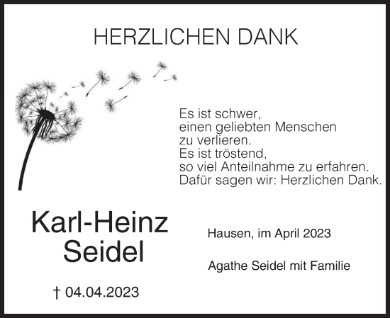 Anzeige von Karl-Heinz Seidel von MGO