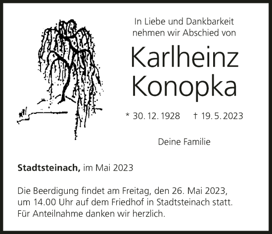 Anzeige von Karlheinz Konopka von MGO