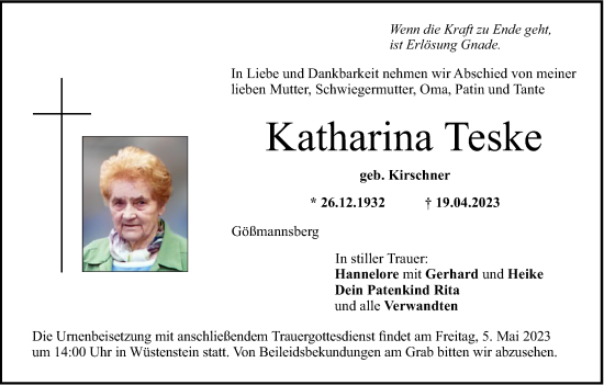 Anzeige von Katharina Teske von MGO