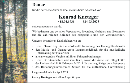 Anzeige von Konrad Knetzger von MGO