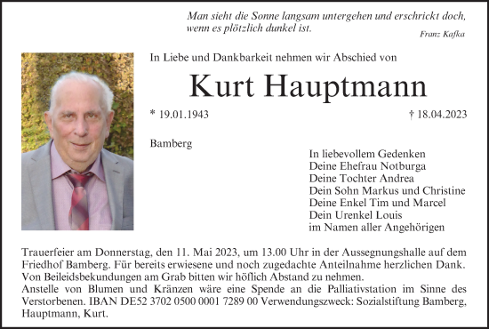 Anzeige von Kurt Hauptmann von MGO