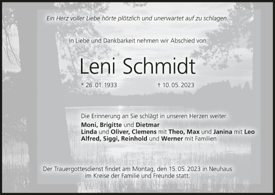 Anzeige von Leni Schmidt von MGO