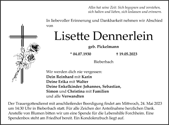 Anzeige von Lisette Dennerlein von MGO