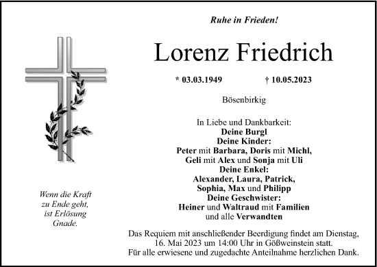 Anzeige von Lorenz Friedrich von MGO