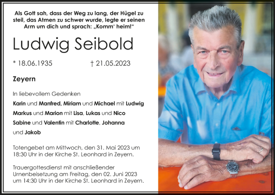 Anzeige von Ludwig Seibold von MGO