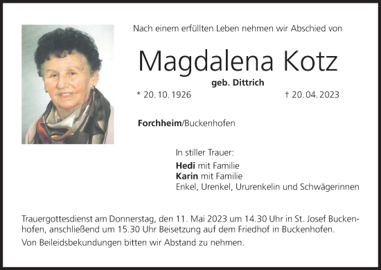 Anzeige von Magdalena Kotz von MGO