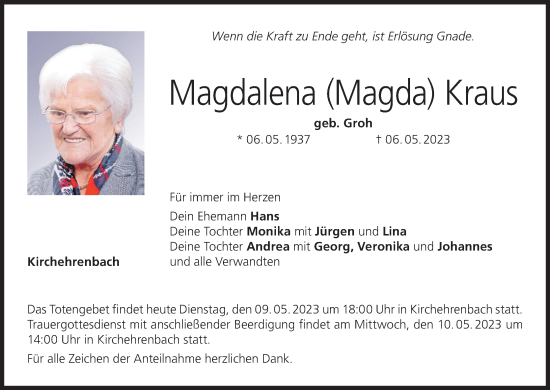 Anzeige von Magdalena Kraus von MGO