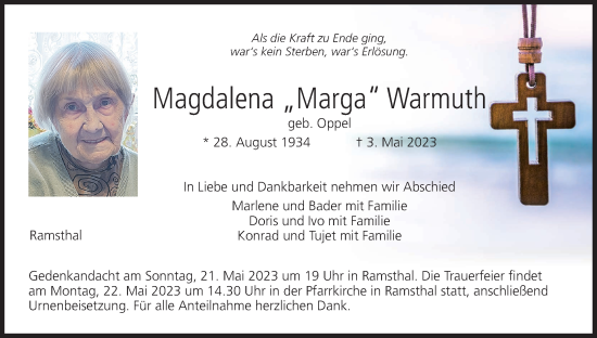 Anzeige von Magdalena Warmuth von MGO