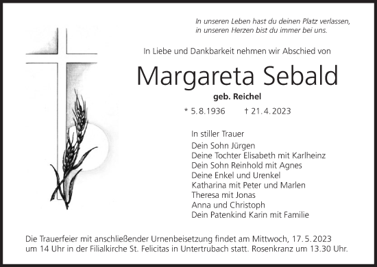 Anzeige von Margareta Sebald von MGO