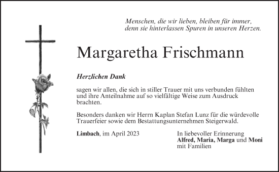 Anzeige von Margaretha Frischmann von MGO