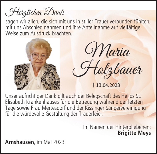 Anzeige von Maria Holzbauer von MGO