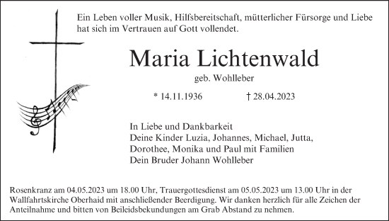 Anzeige von Maria Lichtenwald von MGO