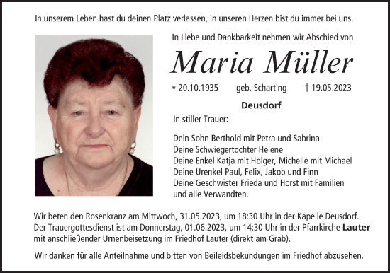 Anzeige von Maria Müller von MGO