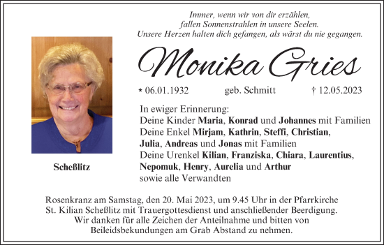 Anzeige von Monika Gries von MGO