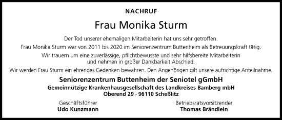 Anzeige von Monika Sturm von MGO