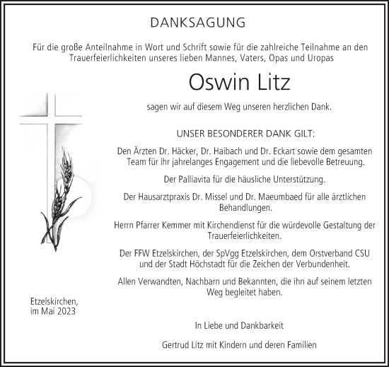 Anzeige von Oswin Litz von MGO