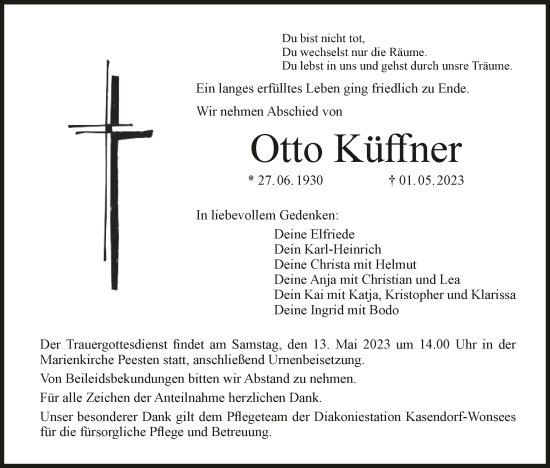 Anzeige von Otto Küffner von MGO