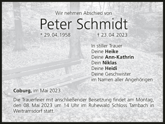 Anzeige von Peter Schmidt von MGO
