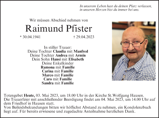 Anzeige von Raimund Pfister von MGO