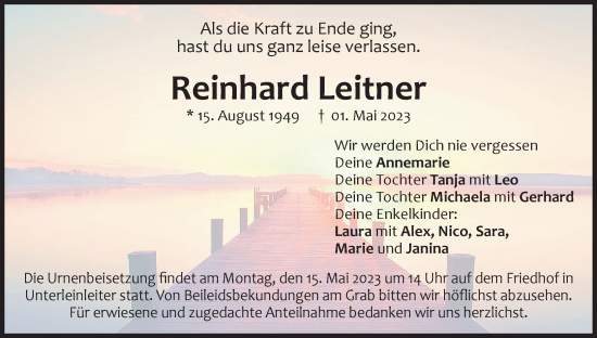 Anzeige von Reinhard Leitner von MGO